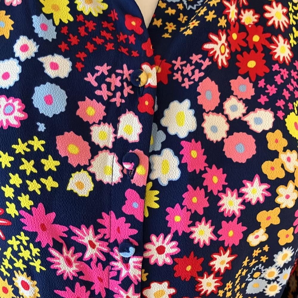 Talbots long sleeve ruffle neck floral cheerful dress EUC - Picture 3 of 12